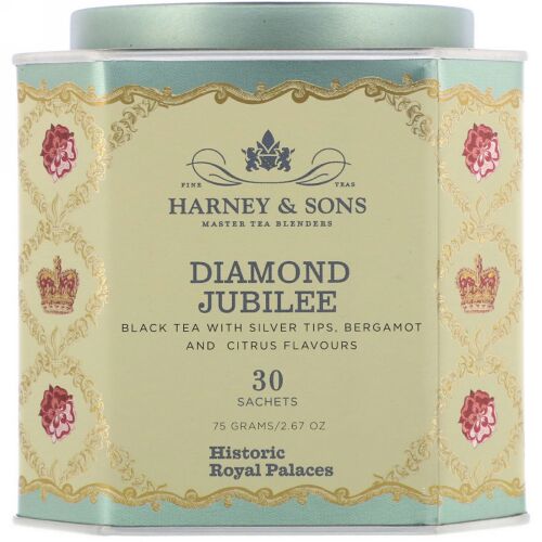 Harney & Sons, ダイヤモンド・ジュビリー、シルバーティップ入り紅茶、ベルガモットとシトラス風味、30袋、2.67 oz (75 g) (Discontinued Item)