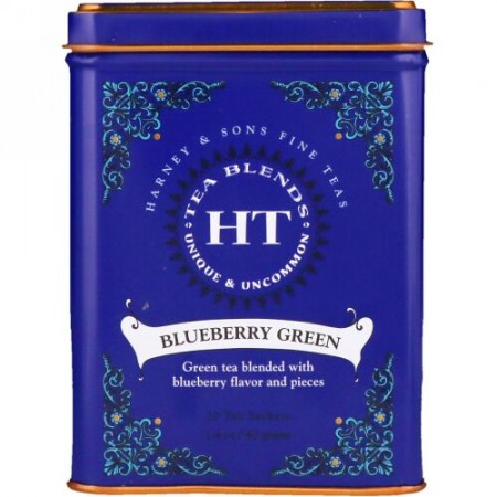 Harney & Sons, HTティーブレンド、ブルーベリー・グリーン、20小袋、1.4オンス（40g）