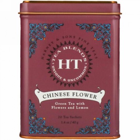Harney & Sons, チャイニーズフラワー、20ティーバッグ、1.4オンス(40 g)