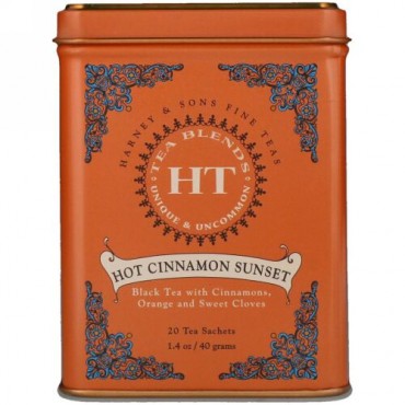 Harney & Sons, HTティーブレンド、ホットシナモンサンセット、ティーバッグ20袋、40g（1.4oz）