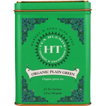 Harney & Sons, HTティーブレンド、オーガニック・プレイン・グリーン、20小袋、1.4オンス（40g） (Discontinued Item)