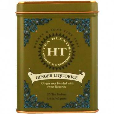 Harney & Sons, ティーブレンド、ジンジャー・リコリス、ティーバッグ20個、1.4 oz (40 g) (Discontinued Item)