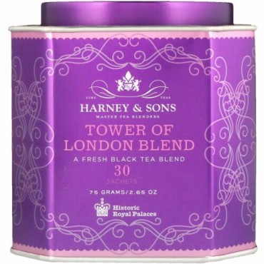 Harney & Sons, ロンドン塔ブレンド、フレッシュ紅茶ブレンド、30袋、2.67 oz (75 g)