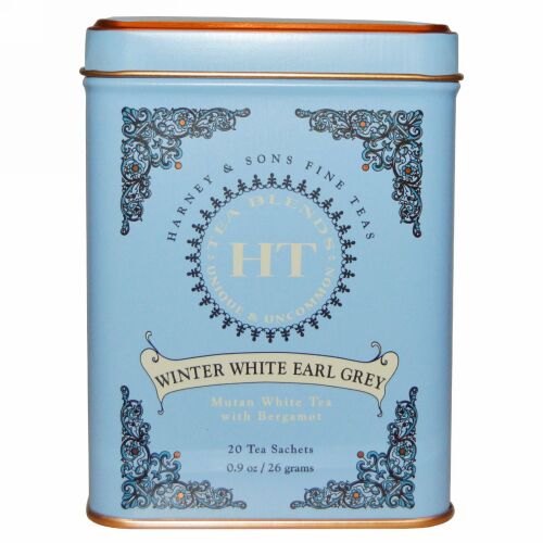 Harney & Sons, ハーニー＆サンズ, ウィンターホワイトアールグレイティー, ティーバッグ20個入り, 0.9 oz (26 g)