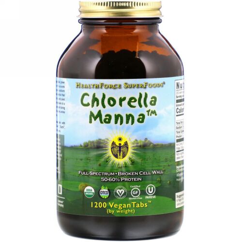 HealthForce Superfoods, クロレラ・マンナ、ビーガンタブ1200錠