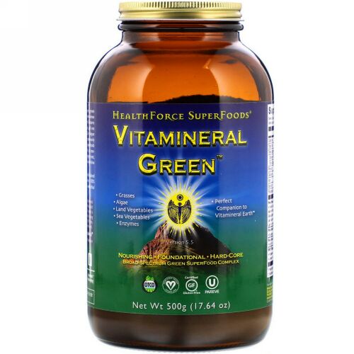 HealthForce Superfoods, Vitemineral Green（ビタミネラルグリーン）、バージョン5.5、500g（17.64オンス）