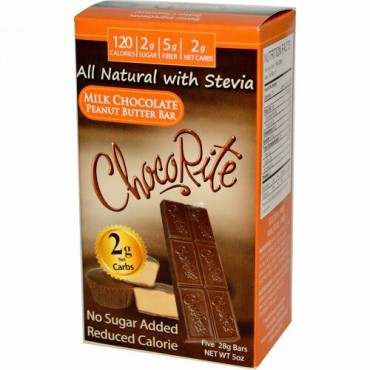 HealthSmart Foods, チョコライト, ミルクチョコレート・ピーナッツバターバー, 各 5本 (28 g) (Discontinued Item)
