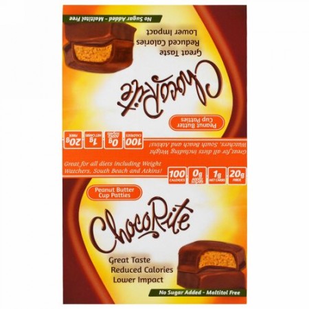 HealthSmart Foods, チョコライト、ピーナッツバターカップパティ、16個、各36g（1.27オンス） (Discontinued Item)