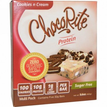 HealthSmart Foods, チョコライトクッキー &クリームバー、 5 プロテイン バー、 各5.6 oz (32 g) (Discontinued Item)