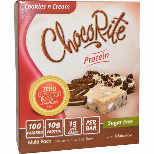 HealthSmart Foods, チョコライトクッキー &クリームバー、 5 プロテイン バー、 各5.6 oz (32 g) (Discontinued Item)