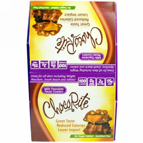 HealthSmart Foods, チョコライトミルク チョコレートピーカンクラスター、 16個、 各1.13 oz (32 g) (Discontinued Item)