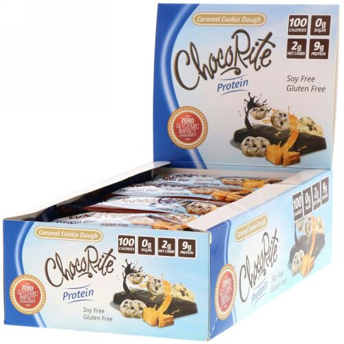 HealthSmart Foods, ChocoRite Protein Bar, Caramel Cookie Dough, 16 Bars, 1.20 oz (34 g) Each  (Discontinued Item)