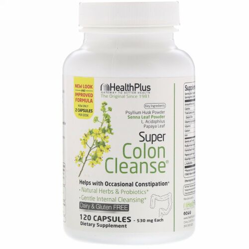 Health Plus, スーパーコロンクレンズ、530mg、カプセル120粒