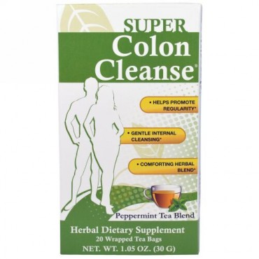 Health Plus, スーパーコロンクレンズ, ペパーミントティーブレンド, 20包, 各1.05オンス (30 g) (Discontinued Item)