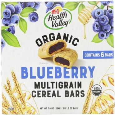 Health Valley, Organic Multigrain Cereal Bars, Blueberry, 6 Bars, 1.3 oz (37 g) Each (Discontinued Item)