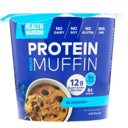 Health Warrior, プロテインマグマフィン、ブルーベリー、2.01オンス (57 g) (Discontinued Item)