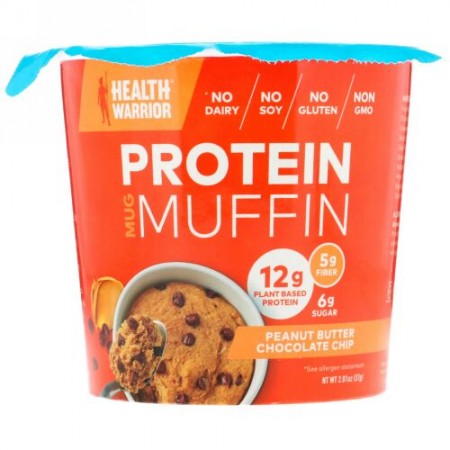 Health Warrior, プロテインマグマフィン、ピーナッツバターチョコレートチップ、2.01オンス (57 g) (Discontinued Item)