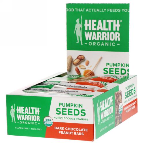 Health Warrior, カボチャの種、ダークチョコレートピーナッツ、12本、14.8 oz (420 g) (Discontinued Item)