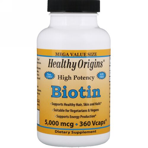 Healthy Origins, Biotin, High Potency, 5000 mcg, 360 Vcaps (Discontinued Item)