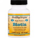 Healthy Origins, Biotin, High Potency, 5,000 mcg, 60 Vcaps (Discontinued Item)