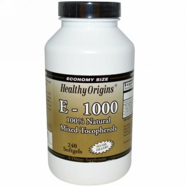 Healthy Origins, E-1000, 100% 自然混合トコフェロール, 240 ソフトジェル (Discontinued Item)