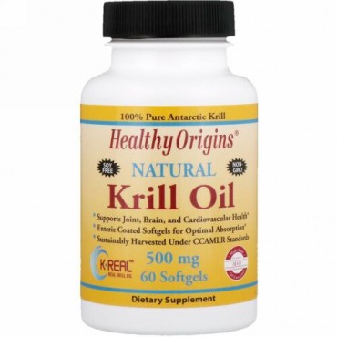 Healthy Origins, オキアミ油、天然バニラ味、 500 mg、ソフトジェル 60 錠 (Discontinued Item)