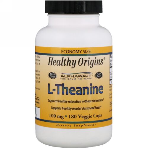 Healthy Origins, L-テアニン、100mg、植物性カプセル180個 (Discontinued Item)