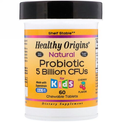 Healthy Origins, Natural Probiotic, Kids, Cherry Flavor, 5 Billion CFU, 60 Chewable Tablets (Discontinued Item)