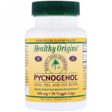 Healthy Origins, ピクノジェノール, 100 mg, ベジタリアンカプセル30粒 (Discontinued Item)