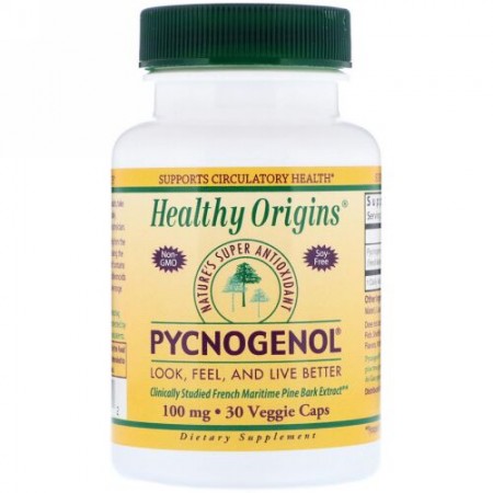 Healthy Origins, ピクノジェノール, 100 mg, ベジタリアンカプセル30粒 (Discontinued Item)