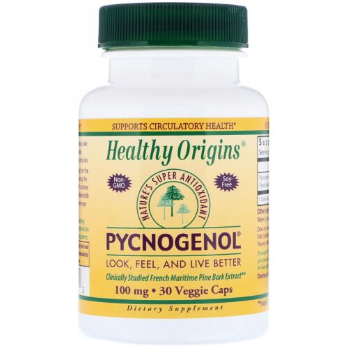 Healthy Origins, ピクノジェノール, 100 mg, ベジタリアンカプセル30粒 (Discontinued Item)
