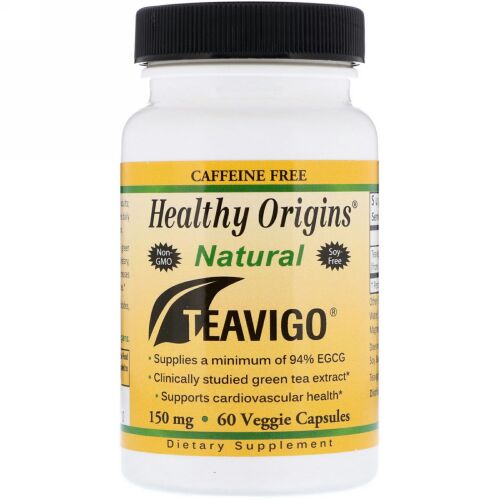 Healthy Origins, Teavigo、カフェイン抜き、150 mg、60カプセル (Discontinued Item)