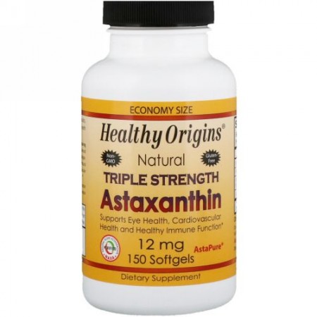 Healthy Origins, トリプル・ストレングス・アスタキサンチン、 12 mg、ソフトジェル150錠 (Discontinued Item)