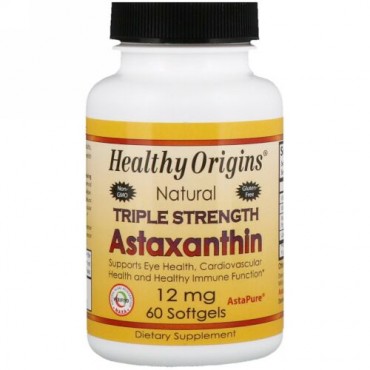 Healthy Origins, トリプルストレングス・アスタキサンチン、12 mg、ソフトゲル60個 (Discontinued Item)