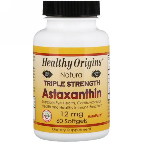 Healthy Origins, トリプルストレングス・アスタキサンチン、12 mg、ソフトゲル60個 (Discontinued Item)