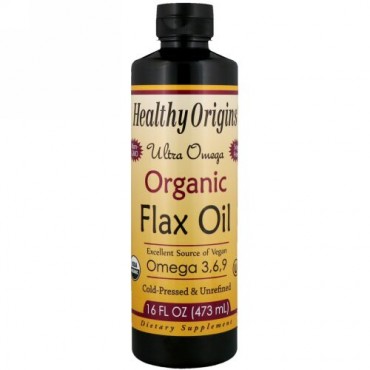 Healthy Origins, オーガニック・フラックスオイル、ウルトラオメガ、16 液量オンス (473 ml) (Discontinued Item)