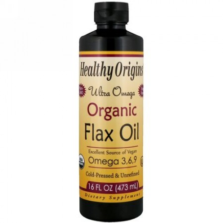Healthy Origins, オーガニック・フラックスオイル、ウルトラオメガ、16 液量オンス (473 ml) (Discontinued Item)