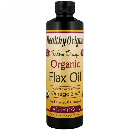 Healthy Origins, オーガニック・フラックスオイル、ウルトラオメガ、16 液量オンス (473 ml) (Discontinued Item)