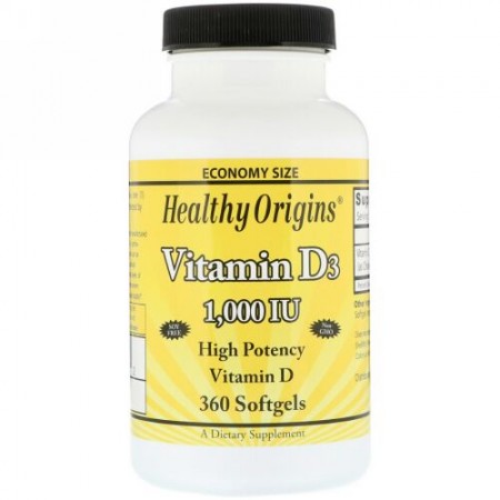 Healthy Origins, ビタミンD3、1000 IU、360ソフトジェル (Discontinued Item)