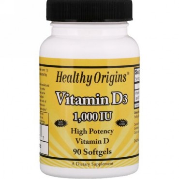 Healthy Origins, ビタミンD3、1000 IU、ソフトジェル90個 (Discontinued Item)