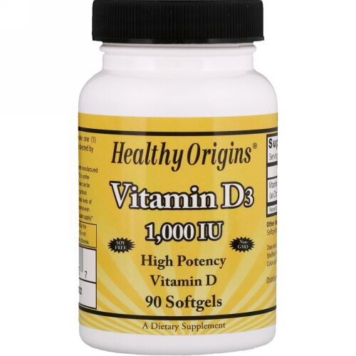 Healthy Origins, ビタミンD3、1000 IU、ソフトジェル90個 (Discontinued Item)
