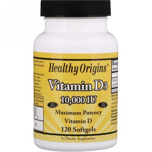 Healthy Origins, ビタミン D3, 10,000 IU, ソフトジェル120 個 (Discontinued Item)