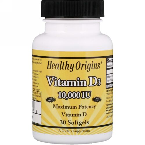 Healthy Origins, ビタミンD3、10,000 IU、ソフトジェル30錠 (Discontinued Item)