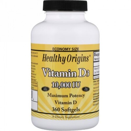 Healthy Origins, ビタミンD3, 10,000 IU, 360ソフトゼリー (Discontinued Item)