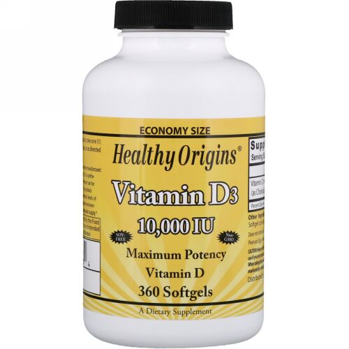 Healthy Origins, ビタミンD3, 10,000 IU, 360ソフトゼリー (Discontinued Item)