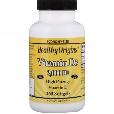 Healthy Origins, ビタミンD3、2,000 IU、360ソフトジェル (Discontinued Item)
