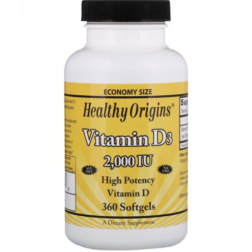 Healthy Origins, ビタミンD3、2,000 IU、360ソフトジェル (Discontinued Item)