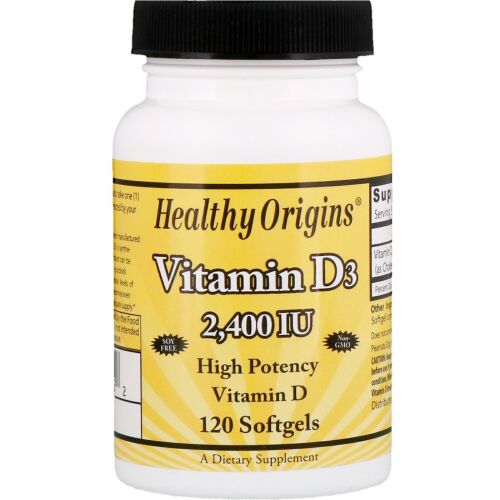 Healthy Origins, ヘルシーオリジンズ, ビタミンD3、2,400 IU、120ソフトジェル (Discontinued Item)