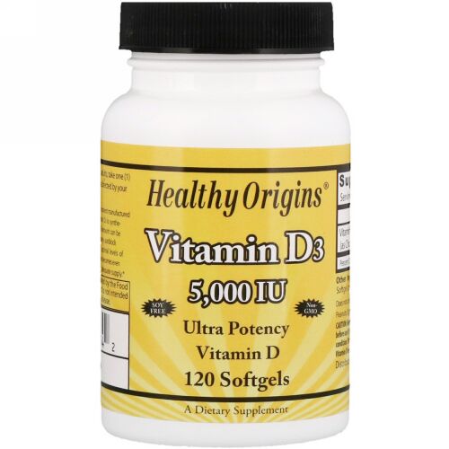 Healthy Origins, ビタミンD3, 5,000 IU, 120ソフトゼリー (Discontinued Item)