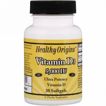 Healthy Origins, ビタミンD3　5,000 IU　30ソフトジェル (Discontinued Item)